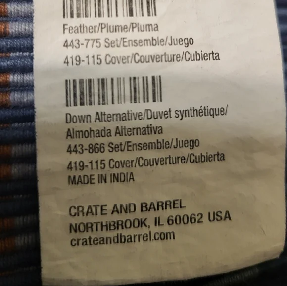 Crate & Barrel Cotton Chika Blue Striped Woven Set of 2 Pillow Covers 20x20 - Picture 9 of 10